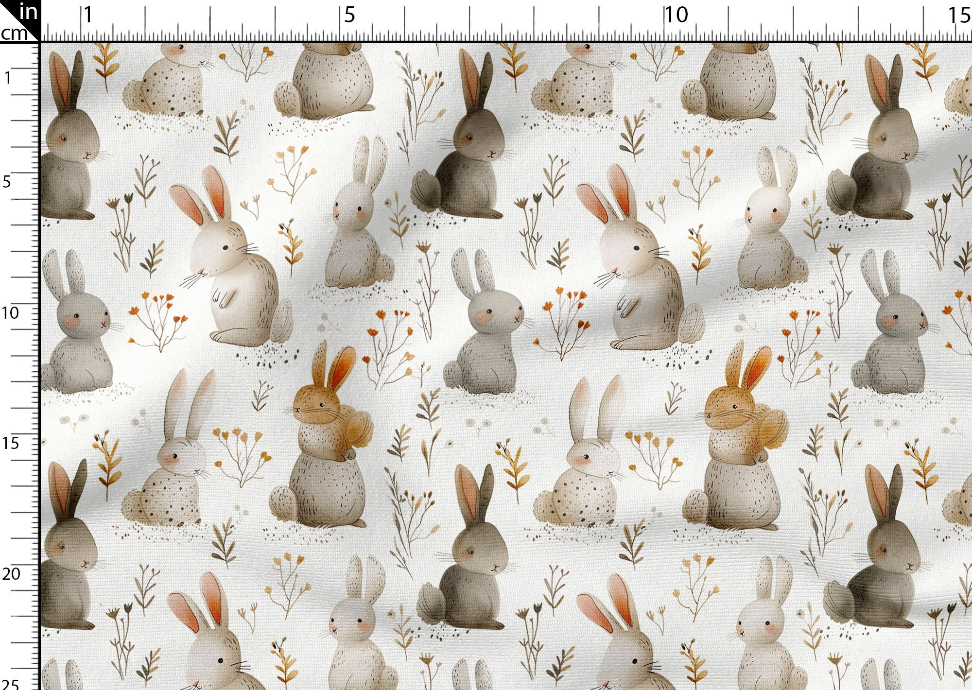 Fabric Rabit Pattern Cute Rabbits Cotton 100%, Eco-print, Printed Cotton Rabit Fabric, Width ...