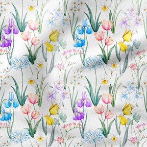 WIESE TULPEN Baumwolle bedruckt 100% Eco-print, 155 cm breit