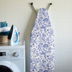 UNIVERSAL Iron Board Cover up to 140x45cm - 100% Cotton Top Layer Oeko-Tex tested for harmful substances -  with 3 Clips