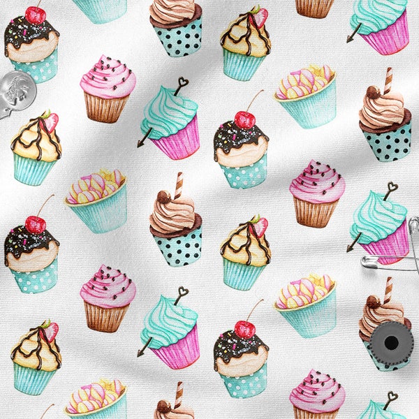 CUPCAKES SWEATS coton 100 %, impression écologique, tissu en coton imprimé, largeur 150 cm