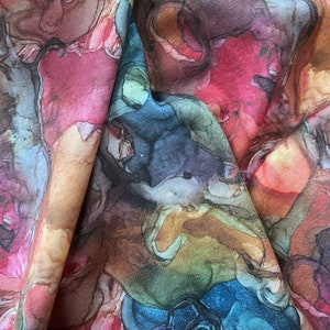 Cotton Knit Fabric Microcosm, Stretchable, Colorful Cotton Knit, Eco-Print, 200gsm weight