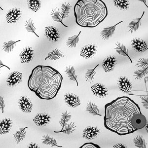 Into the Woods cotton 100%, Eco-print, Black and White fabric, Woods Cotton Fabric, FOREST fabric, Width 150cm /60", Patterns to choose