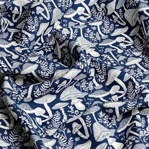 Patterns VISCOSE Fabric 100%, Eco-print, Printed Viscose Fabric, Mushrooms Pattern, Light and , Width 145cm /57&quot;