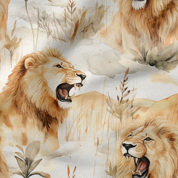 Rey león algodón 100%, Eco-print, Tela de león de algodón estampado, Ancho 150cm /60"
