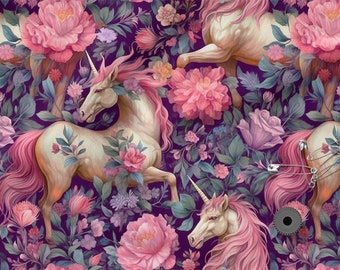 Fairytale unicorn cotton 100%, Eco-print, Printed Cotton unicorn fabric, Width 150cm /60"