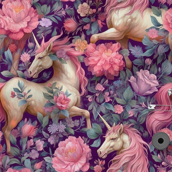 Fairytale unicorn cotton 100%, Eco-print, Printed Cotton unicorn fabric, Width 150cm /60"