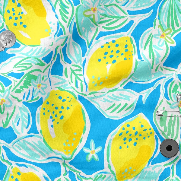 Colorful LEMONS cotton 100%, Eco-print, Printed Cotton Fabric, LEMONS fabric, Width 150cm /60"