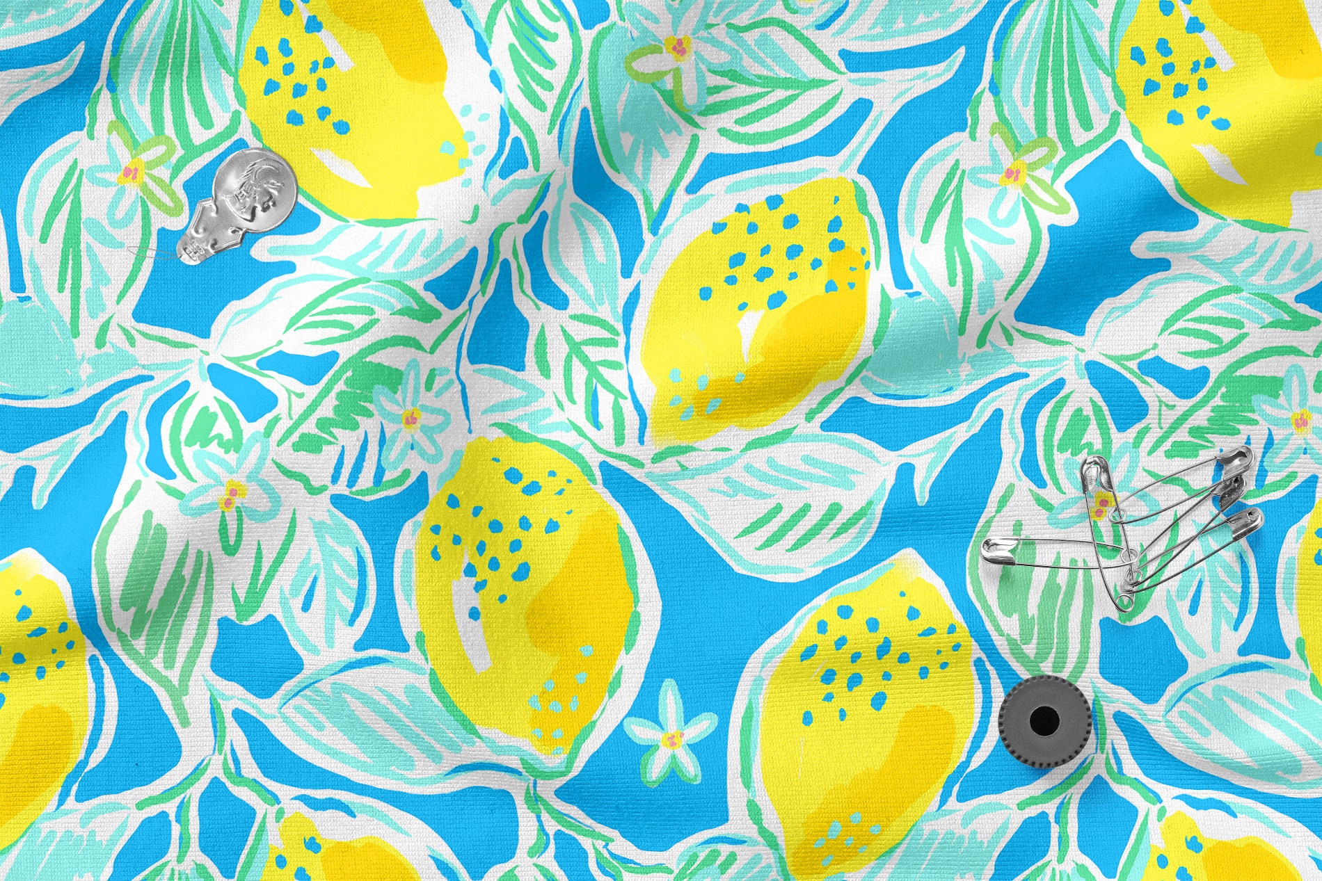 Colorful LEMONS cotton 100%, Eco-print, Printed Cotton Fabric, LEMONS fabric, Width 150cm /60"