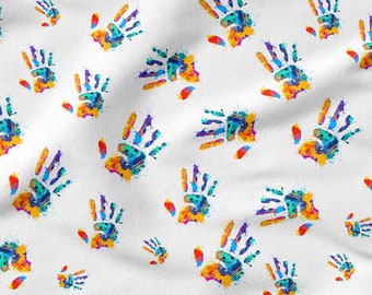 Colorful Hands cotton 100%, Eco-print, Printed Cotton Fabric, Hands fabric, Width 150cm /60"