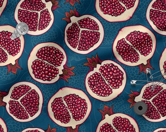 POMEGRANATE cotton 100%, Eco-print, Printed Cotton Fabric, POMEGRANATE fabric, Width 150cm /60"