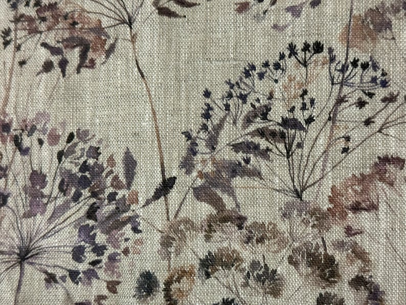 Tessuto di lino Prato, Fiori del prato estivo, Beige in melange, Lino ammorbidito per cucire, Larghezza 150 cm /60 immagine 5