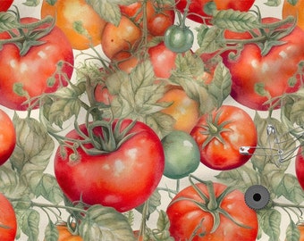 Tomato cotton 100%, Eco-print, Printed Cotton tomato fabric, Width 150cm /60"