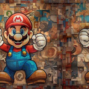 Mario Baumwolle 100%, Eco-print, Spielfigurenstoff Baumwolle, Breite 150cm