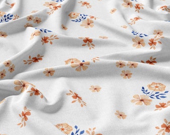 Summer Meadow Flowers, Linen 100%, Eco-print, Printed Linen fabric, Softened linen for sewing, Width 150cm /60"