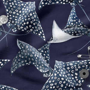 Manta Ray Fish cotton 100%, Eco-print, Printed Cotton Fabric, Manta Ray fabric, Width 150cm /60"
