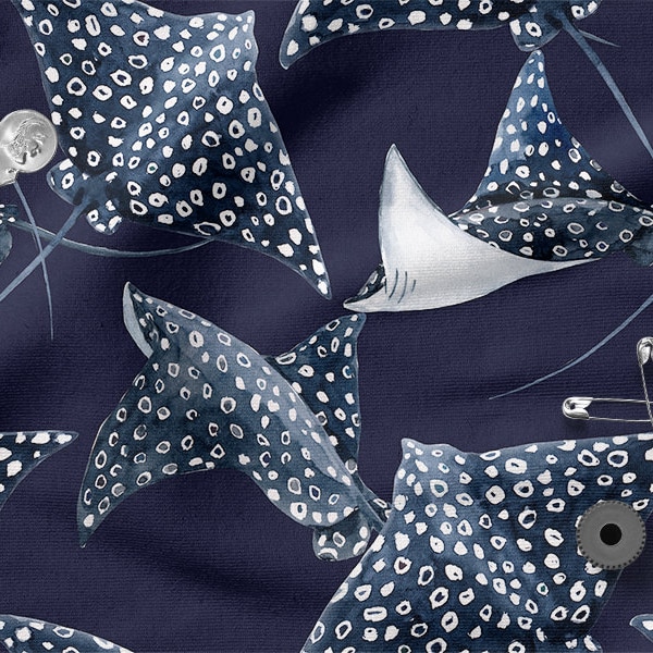 100 % coton raie manta poisson, impression écologique, tissu en coton imprimé, tissu raie manta, largeur 150 cm