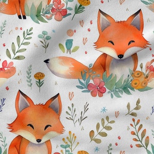 Fox cotton 100%, Eco-print, Printed Cotton fox fabric, Width 150cm /60"