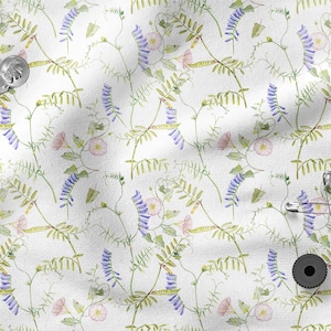 Meadow Flowers cotton 100%, Eco-print, Printed Cotton Fabric, Meadow fabric, Width 150cm /60&quot;