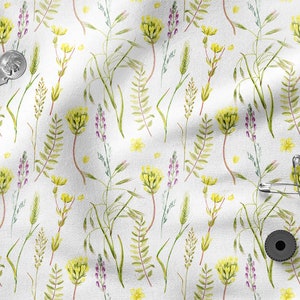 Summer Meadow Flowers cotton 100%, Eco-print, Printed Cotton Fabric, Meadow fabric, Width 150cm /60&quot;