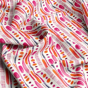 Patterns VISCOSE Fabric 100%, Eco-print, Printed Viscose Fabric, Colorful Pattern, Light and , Width 145cm /57&quot;