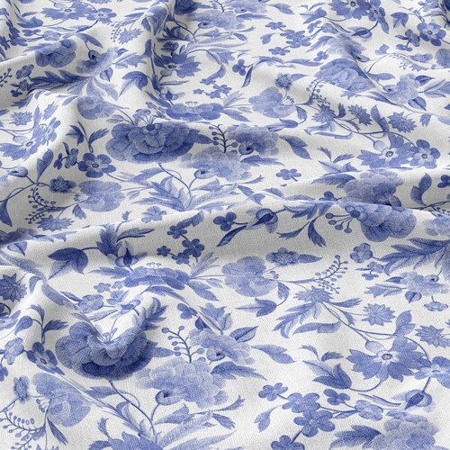 Blue Flowers Linen 100 Ecoprint Printed Linen Fabric Etsy