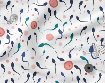 Life cotton 100%, Eco-print, Printed Cotton Fabric, The beginning of life fabric, Width 150cm /60&quot;