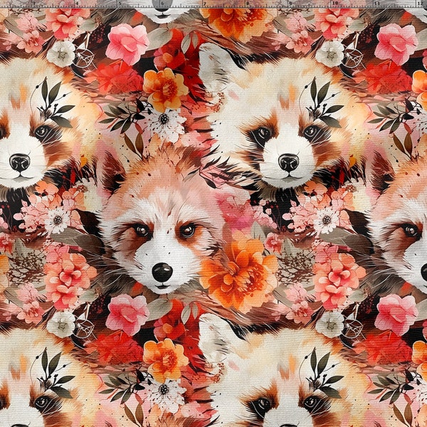 100 % coton panda roux, impression écologique, tissu en coton imprimé panda, largeur 150 cm