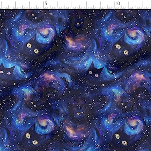 Space cat cotton 100%, Eco-print, Printed Cotton cat fabric, Width 150cm /60"