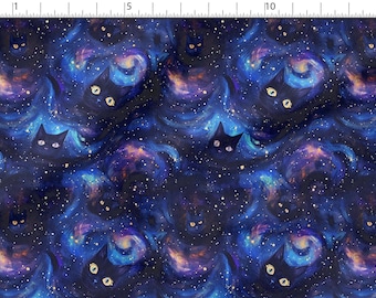 Space cat cotton 100%, Eco-print, Printed Cotton cat fabric, Width 150cm /60"