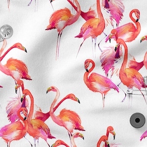 Colorful  FLAMINGO cotton 100%, Eco-print, Printed Cotton Fabric, FLAMINGO  fabric, Width 150cm /60&quot;