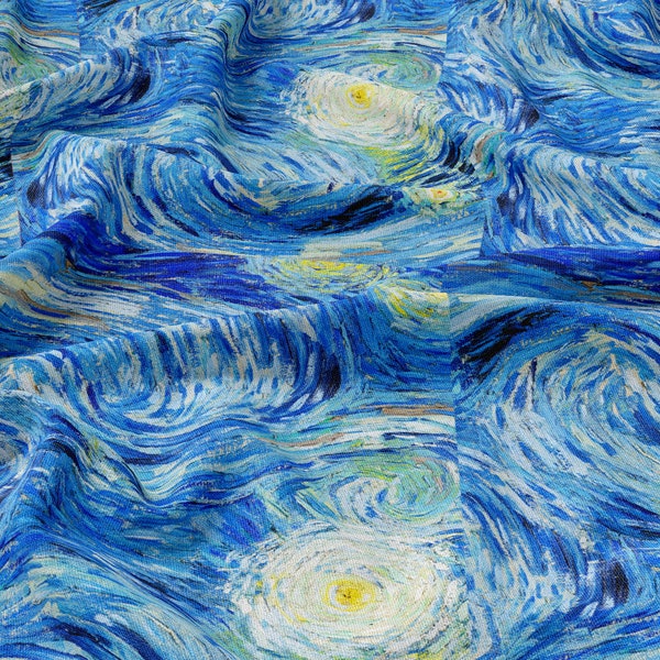 Van Gogh Linen fabric Garden, Artwork on linen, Monet on Fabric, Softened linen for sewing, Width 150cm /59"