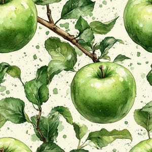 MELA FRUTTI cotone 100%, Eco-print, Tessuto di cotone stampato, Larghezza 155 cm /61"
