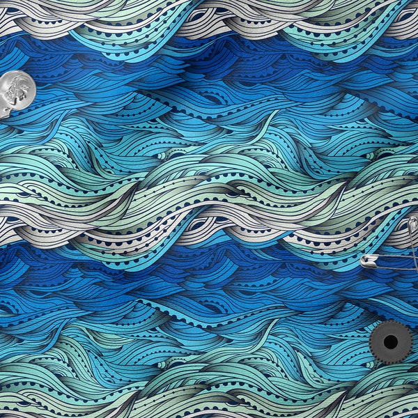 Sea Wave Pattern coton 100%, Eco-print, Tissu en coton imprimé, tissu Sea Wave, Largeur 150cm /60 »