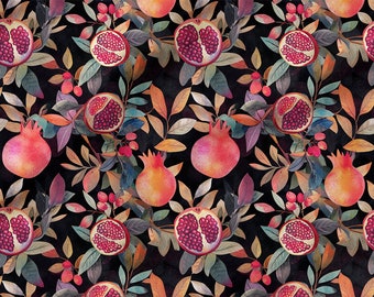 Pomegranate cotton 100%, Eco-print, Printed Cotton Fabric, Pomegranate  fabric, Width 150cm /60"