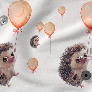 FLYING HEDGEHOG, cotone 100%, Eco-print, Tessuto di cotone stampato, Larghezza 155 cm /61"