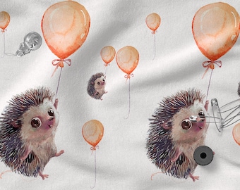 FLYING HEDGEHOG, cotton 100%, Eco-print, Printed Cotton Fabric, Width 155cm /61"