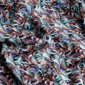 Colorful Feathers VISCOSE Fabric 100%, Eco-print, Printed Viscose Fabric, Children Pattern, Light and Delicate, Width 145cm /57"