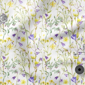 Summer Meadow Flowers cotton 100%, Eco-print, Printed Cotton Fabric, Meadow fabric, Width 150cm /60&quot;