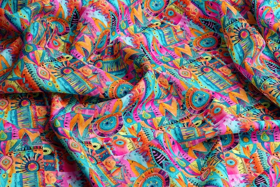 Muster VISKOSE Stoff 100%, Eco-print, bedruckter Viskose-Stoff