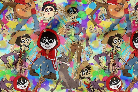 Animated Movie cotton 100%, Eco-print, Printed Cotton Fabric, Santa Muerte Fabric Width 150cm /60"