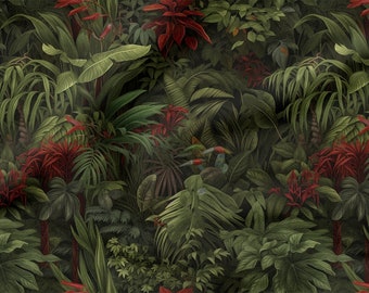 The rainforest cotton 100%, Eco-print, Printed Cotton forest fabric, Width 150cm /60"