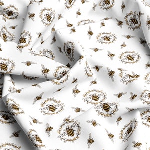 BEES VISCOSE Fabric 100%, Eco-print, Printed Viscose Fabric, Light and Delicate, Width 145cm /57&quot;