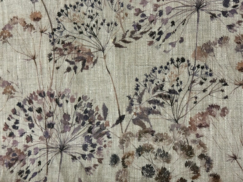 Tissu en lin Meadow, Summer Meadow Flowers, Beige mélangé, Lin ramolli pour la couture, Largeur 150 cm/60 image 3