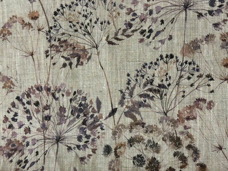 Tessuto di lino Prato, Fiori del prato estivo, Beige in melange, Lino ammorbidito per cucire, Larghezza 150 cm /60 immagine 3