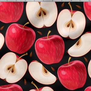 APPLE FRUITS cotone 100%, Eco-print, Tessuto di cotone stampato, Tessuto APPLE, Larghezza 150 cm /60"