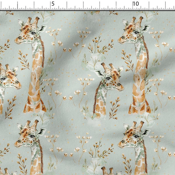 Watercolor giraffe cotton 100%, Eco-print, Printed Cotton Fabric, Width 150cm /60"