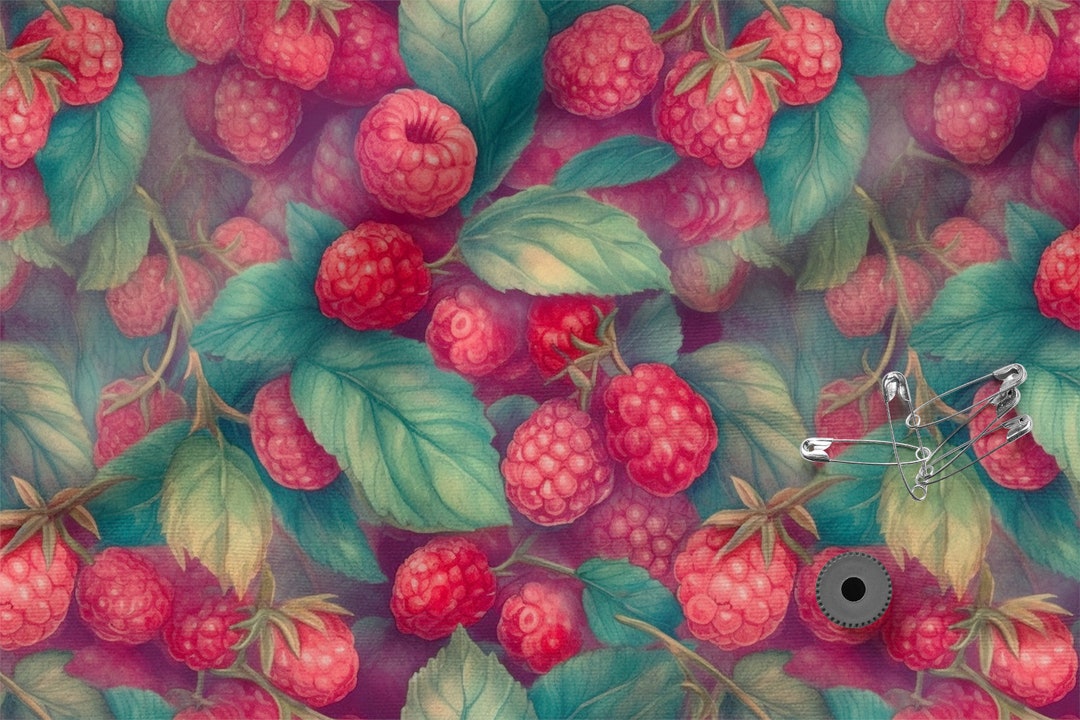Raspberries Cotton 100 Eco print Printed Cotton Raspberries Fabric 
