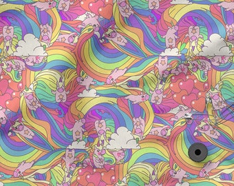 Tela de algodón 100% unicornio, ecoestampada, tela estampada de unicornio, ancho 150 cm (60")