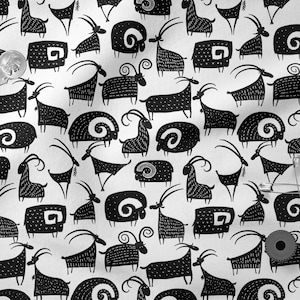 Colorful FUNNY GOATS cotton 100%, Eco-print, Printed Cotton Fabric, GOATS  fabric, Width 150cm /60"