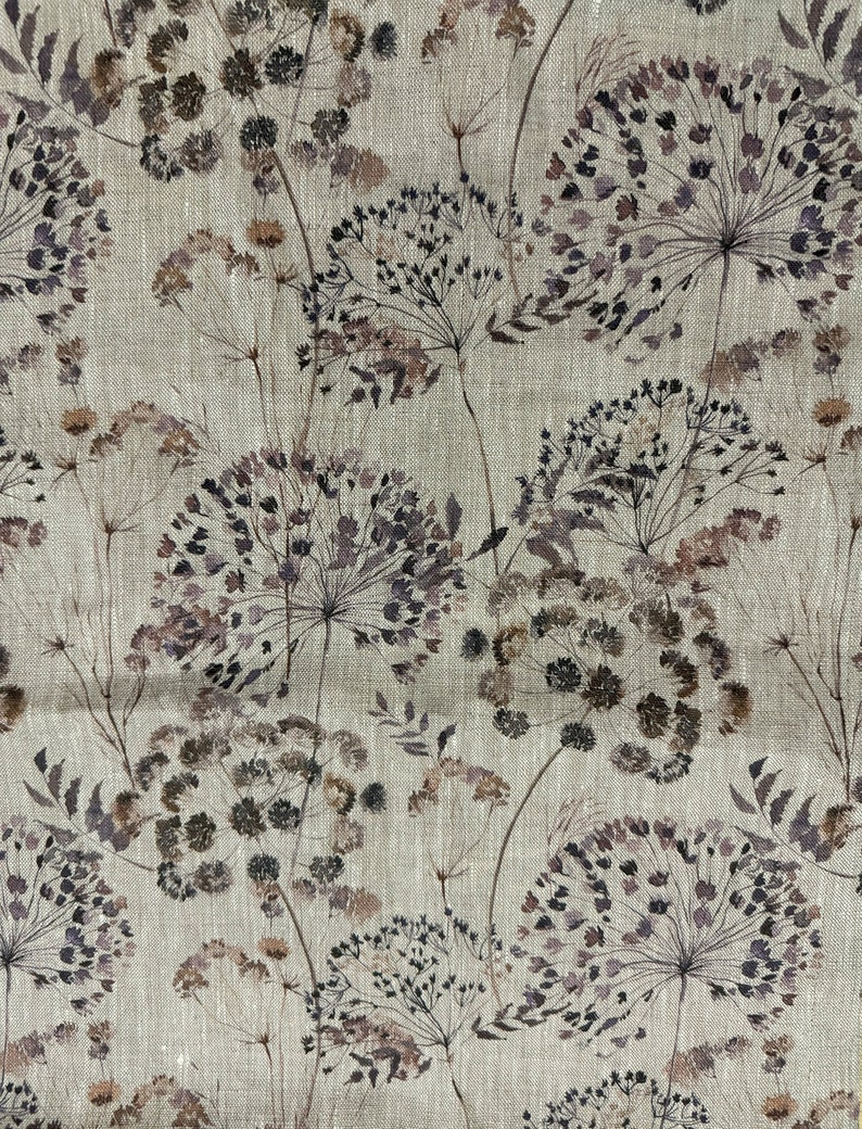 Tissu en lin Meadow, Summer Meadow Flowers, Beige mélangé, Lin ramolli pour la couture, Largeur 150 cm/60 image 4